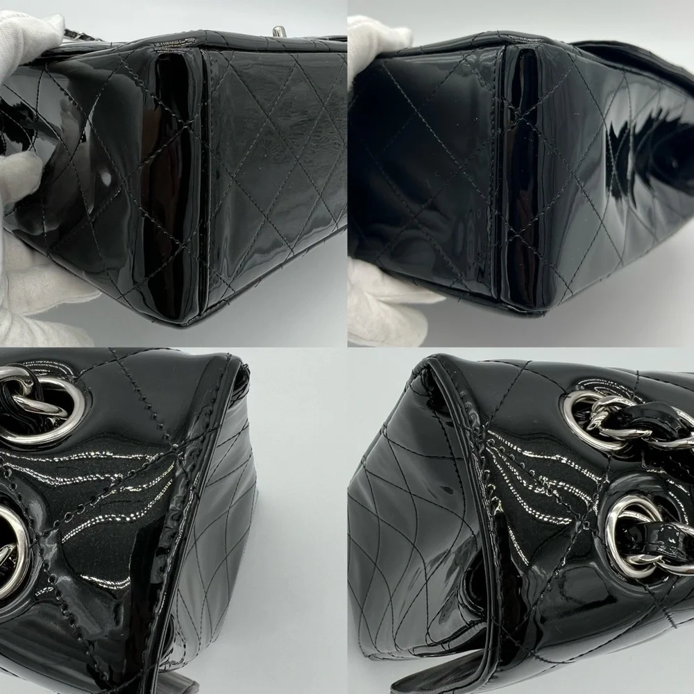 Authentic Chanel Classic Glossy shimmery black Patent leather Maxi single flap - Picture 14 of 17
